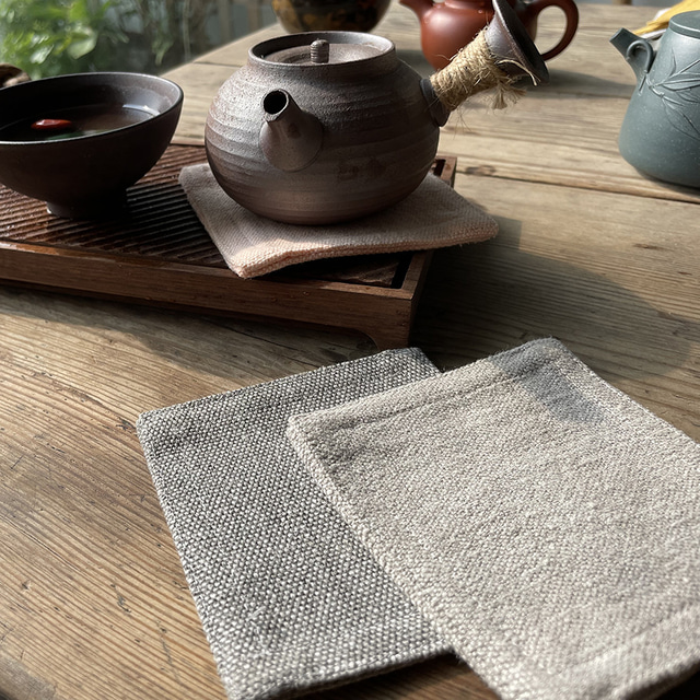  stuoia della tazza di lino tessuto stuoia del tè lino cinese isolamento termico e tappetino antiscivolo tappetino decorativo 10*10