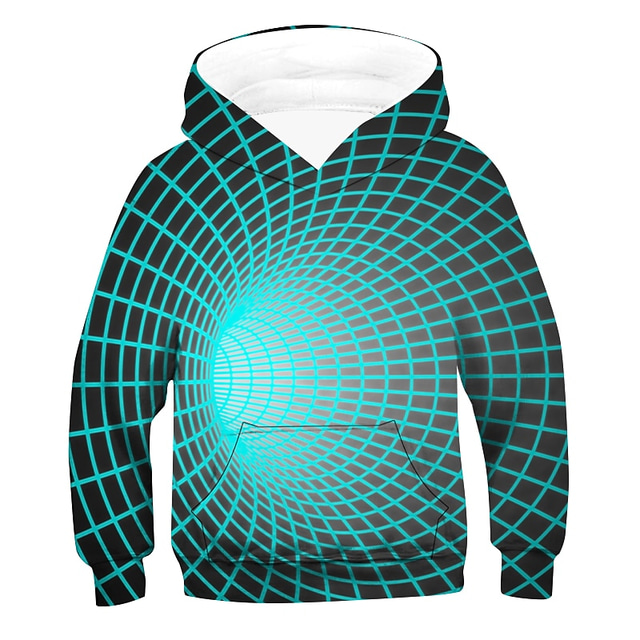  Boys 3D Optical Illusion Hoodie Long Sleeve 3D Print Spring Fall Active Kids 3-12 Years Daily