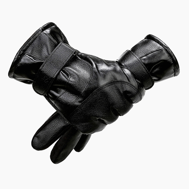  Men's 1pc / pack Gloves Thicken Thermal Gloves Adjustable Full Finger Plain Fall & Winter Rose+Black