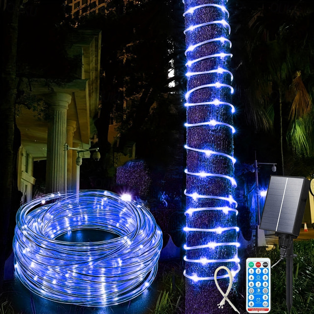  Solar LED-lichtsnoer voor buiten, waterdicht met afstandsbediening, 50m-500led/100m-1000led lichtsnoer, 8 standen extra lange lichtslingers met timer, geschikt voor buiten, kamperen, tuin, terras, binnenplaats