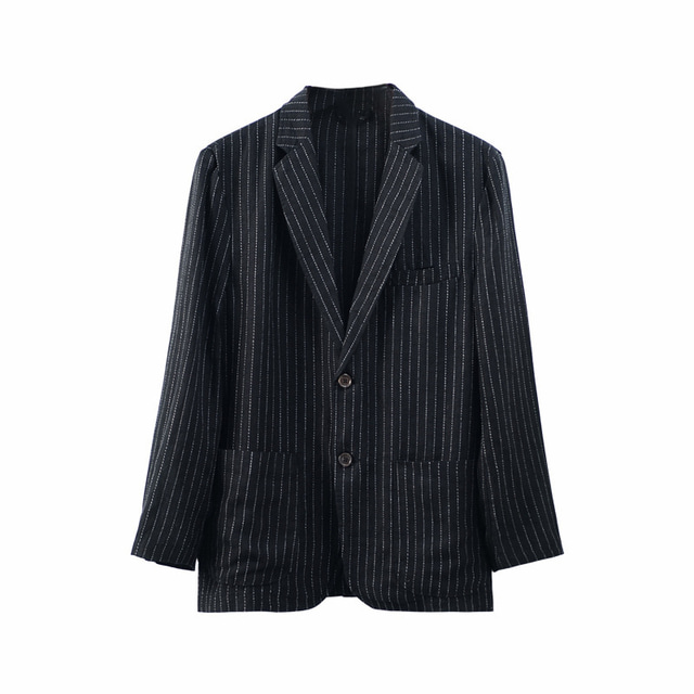  100% In Bărbați Blazer de in Blazer Afaceri Seară Formală Petrecere Nuntă Modă Casual Primăvara & toamnă Simplu Buzunar Casul / Zilnic Cu Un Nasture Blazer Negru Albastru Închis