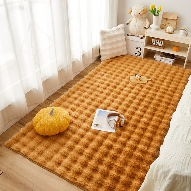  vinter fortykket kaninhår sengekanttæppe stue tebord tæppe skridsikker soveværelse madras tatami gulvmåtte pink brændt orange