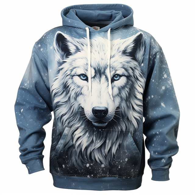  Męskie Graficzny Zwierzę Bluza z Kapturem Z kapturem Bluzy Bluza z Kapturem Długi rękaw Bluza z kapturem Kaptur Moda Druk 3D Sporty na świeżym powietrzu Święto Urlop Niebieski Ciemnoniebieski Nadruk