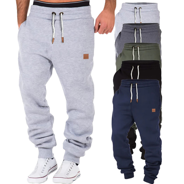  Men's Sweatpants Joggers Trousers Drawstring Plain Comfort Breathable Outdoor Daily Going out Fashion Casual Black Green