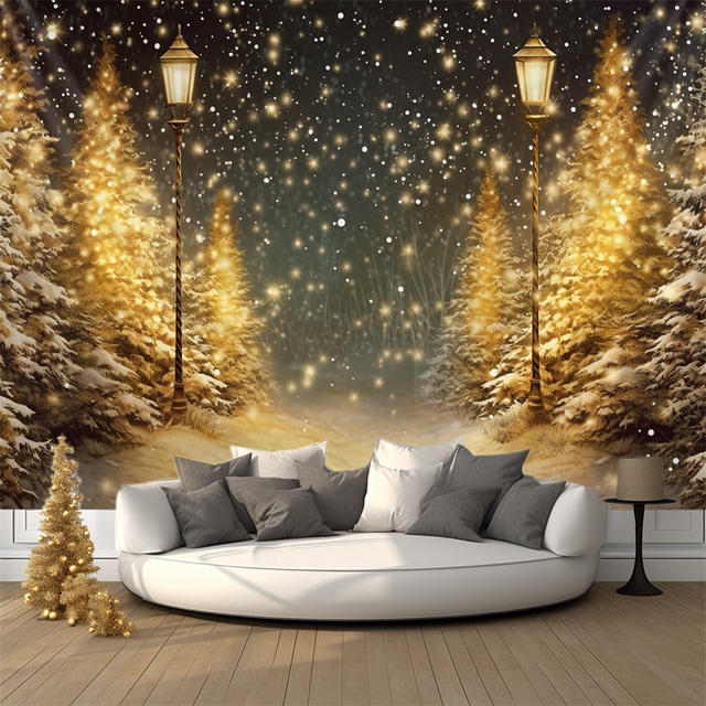  Tree Golden Street Hanging Tapestry Wall Art Large Tapestry Mural Decor Photograph Backdrop Blanket Curtain Home Bedroom Living Room Decoration