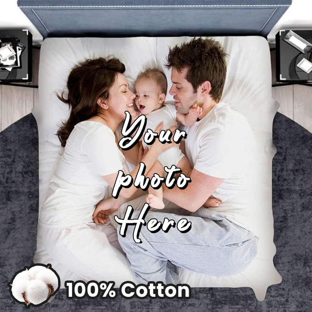  100 % naturlig bomull tilpasset dynetrekk sett personlig sengetøysett fotodyne tilpassede gaver til familien