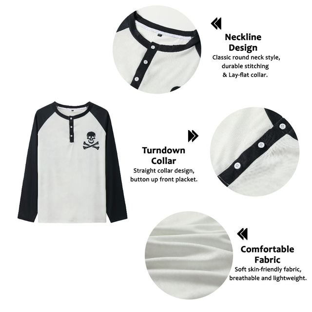  Men's Skull Graphic Prints Henley Shirt Cool Shirt Long Sleeve Shirt Long Sleeve Hot Stamping Designer Basic Modern Contemporary Vacation Street Going out Spring &  Fall Black White Gray Dark Navy