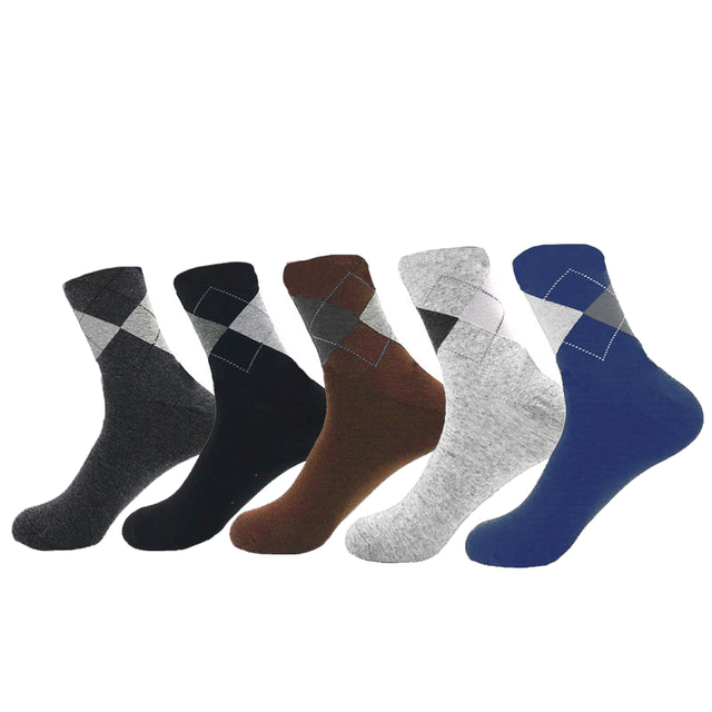  Men's 5 Pairs Socks Crew Socks Running Socks Rainbow Color Patchwork Outdoor Daily Holiday Medium Spring, Fall, Winter, Summer Stylish Casual