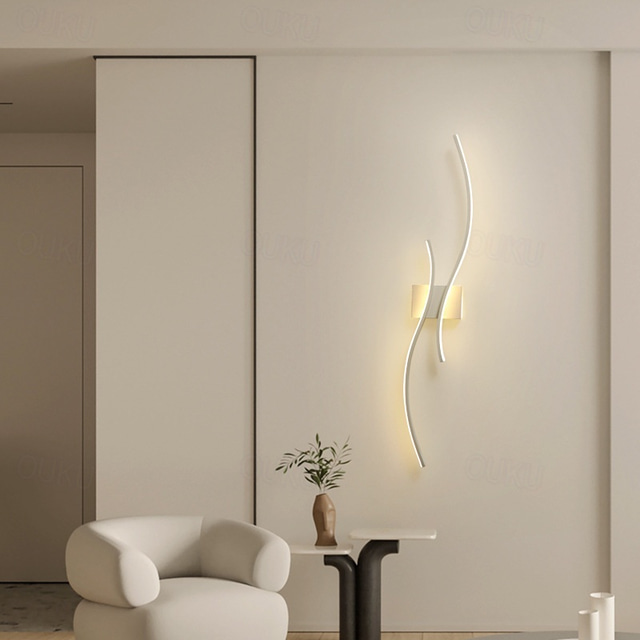  moderna lampada da parete ad arco con telecomando, dimmerabile 2700-5000k, 15w, ideale per l'arredamento di soggiorno e camera da letto 110-240v