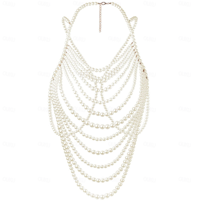  Choker Halskjede Pearls Beaded Body Chain Retro / vintage Elegant og luksuriøst 1920-tallet Plast Til Cosplay Karneval Dame Kostyme smykker Motesmykker