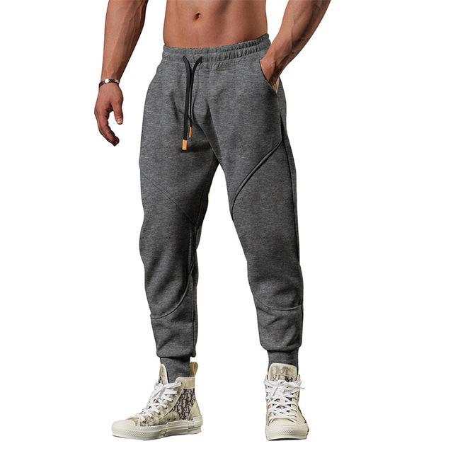  Men's Fleece Pants Joggers Track Pants Outdoor Athleisure Daily Sports Quick Dry Soft Comfortable Drawstring Elastic Waist Plain Full Length Fashion Casual Activewear Black Dark Grey Micro-elastic