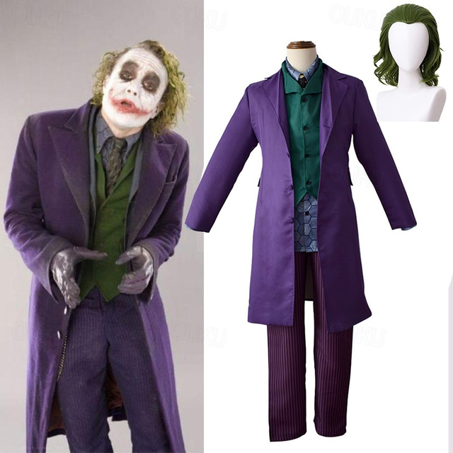  Joker Clown Bluse / Hemd Hose Outfits Herren Film Cosplay Cosplay Kostüm Party Lila Mantel Weste Bluse Maskerade Polyester / Krawatte / Krawatte mit Perücke