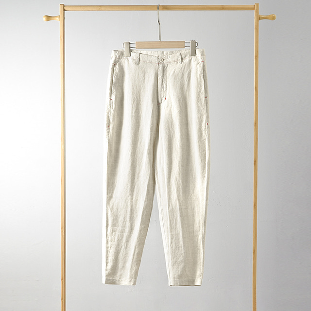  100% Linen Men's Linen Pants Trousers Capri shorts Pocket Plain Comfort Breathable Ankle-Length Casual Daily Holiday Fashion Classic Style Black White