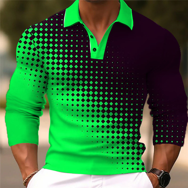  Geometria Rampa gradiente Lavoro Per uomo Manica lunga Esterno Casual / quotidiano Abbigliamento di strada Autunno inverno 3D Stampa Collo ripiegabile Bianco Giallo Verde Media elasticità Poliestere