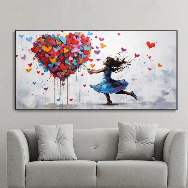  Large Balloon Girl Dream Big Dreams Graffiti Canvas Wall Art Handpainted Gril Oil Painting Street art Handmade Graffiti Art Dreams On Canvas For Home Decor No Frame