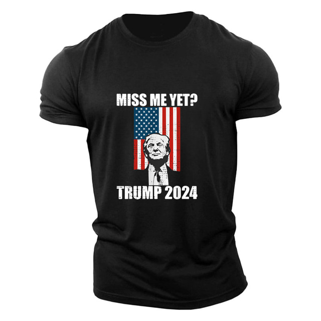  Trump National Flag Black White Red T shirt Tee Men's Graphic Cotton Blend Shirt Sports Classic Shirt Short Sleeve Comfortable Tee Sports Outdoor Holiday Summer Fashion Designer Clothing S M L XL XXL