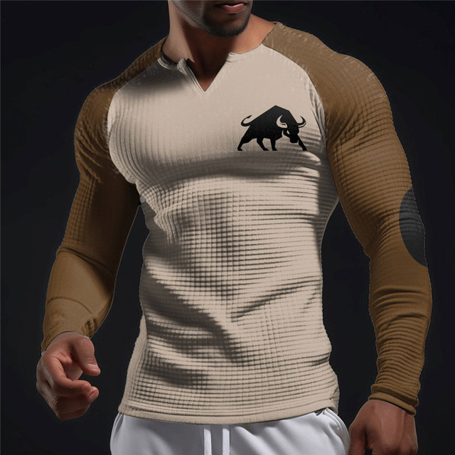  Γραφική Συνδυασμός Χρωμάτων Αγελάδα Καθημερινά Κλασσικό Καθημερινό Ανδρικά 3D εκτύπωση Μπλουζάκι Βάφλα πουκάμισο Πουκάμισο Raglan T Υπαίθρια Αθλήματα Αργίες Εξόδου Κοντομάνικη μπλούζα Μαύρο Λευκό Καφέ