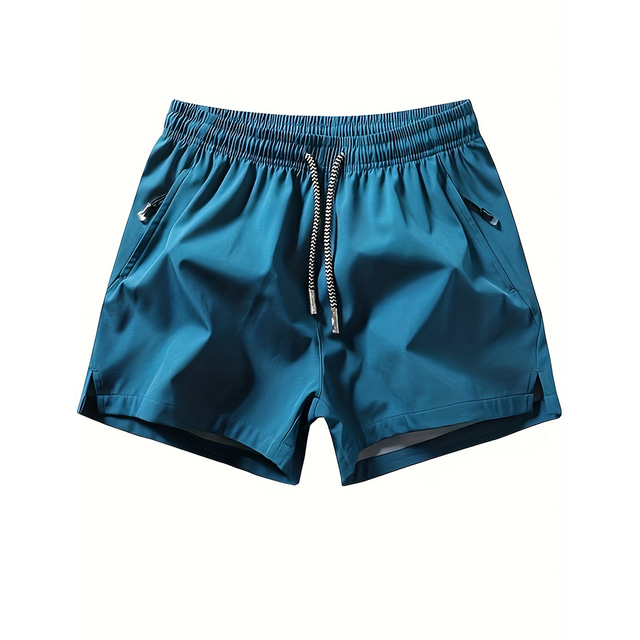  Men's Athletic Shorts Running Shorts Gym Shorts Sports Going out Weekend Breathable Quick Dry Running Casual Pocket Drawstring Elastic Waist Plain Knee Length Gymnatics Activewear Black Blue