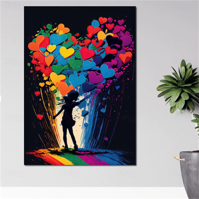  Valentine's Day Wall Art Canvas Painting Hearts Prints and Posters Pictures Decorative Fabric Painting For Living Room Pictures No Frame