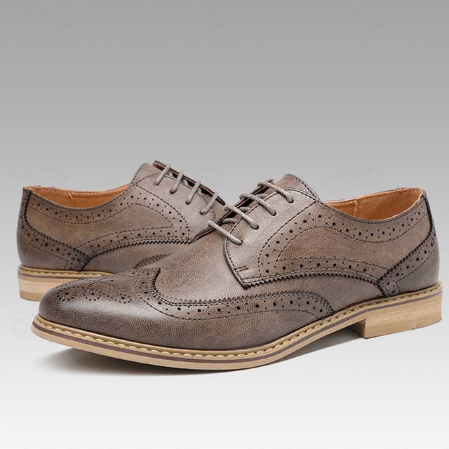  Herren Outdoor Derby-Schuhe Bullock Schuhe Abendschuhe Wingtip-Schuhe Vintage Geschäftlich Britisch Hochzeit Party & Abend PU Schnürsenkel Schwarz Gelb Grau Frühling Herbst Winter