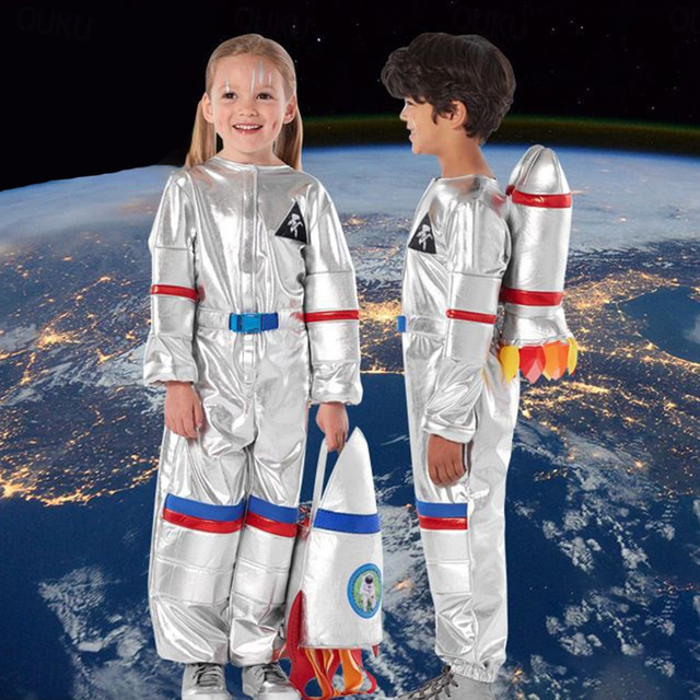  Monos Astronauta Cosplay Niños Chico Chica Carnaval Mascarada Mardi Gras Carnaval Víspera de Todos los Santos Rendimiento Disfrazarse