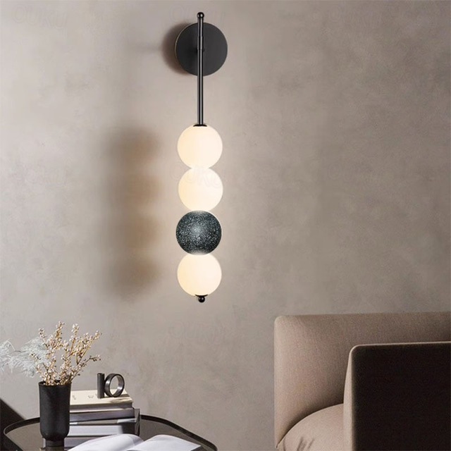  Modern Wall Lamp, 4/5-Light Vintage Globe Glass Wall Lamp for Bathroom, Swing Arm Mounted Light Reading Wall Lights for Bedroom Study Room Besides Lighting