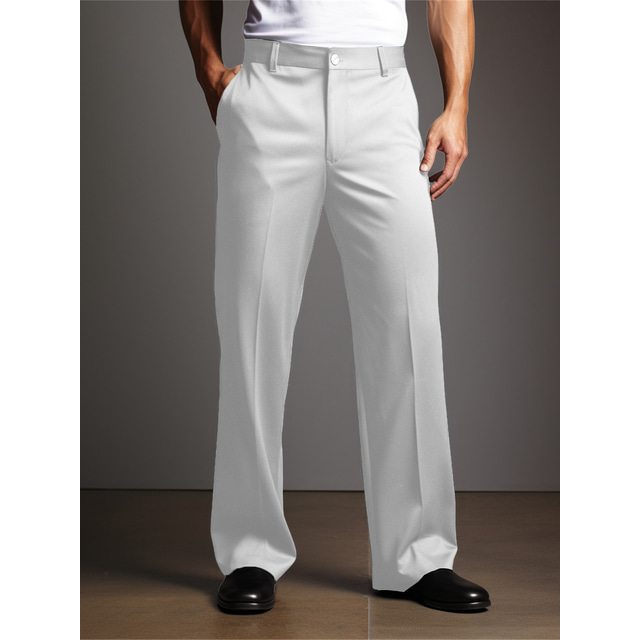  Hombre pantalones de traje Pantalones Pantalones de traje Botones Bolsillo delantero Pierna recta Plano Comodidad Negocio Diario Festivos Moda Moderno Negro Blanco