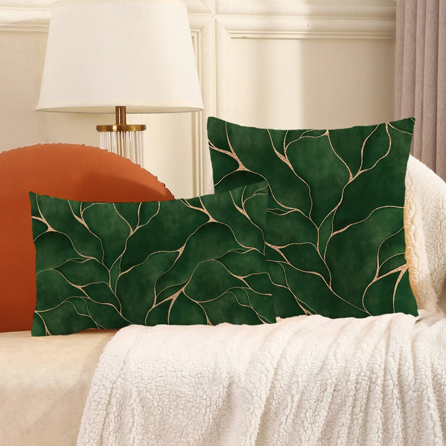  1PC Leaf Double Side Pillow Cover Soft Decorative Square Cushion Case Pillowcase for Bedroom Livingroom Sofa Couch Chair