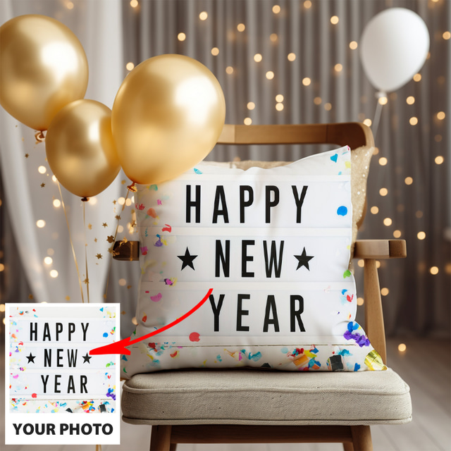  Personalized Happy New Year Decorations Pillow Cover Add your Image Personalized Photo Design Picture Fashion Casual Pillowcase Cushion Cover 1pc women/men Personalized Valentine Gift Custom Made
