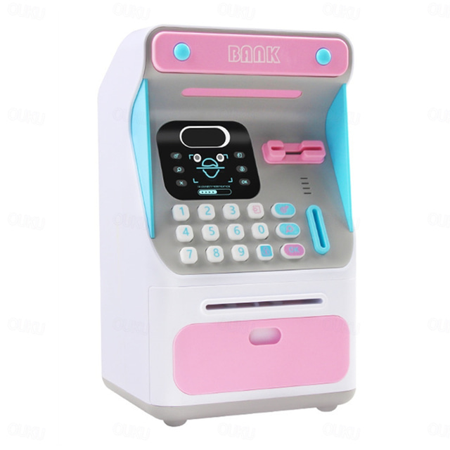  Mini ATM Money Bank with Electronic Lock Face Recognition Auto Scroll Paper Money & Coin For Kids Teens Boys Girls SAL