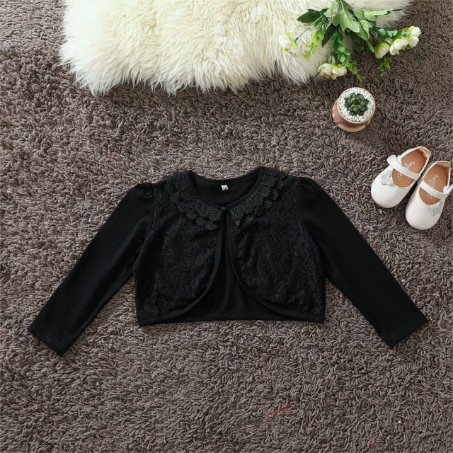  Kids Girls' Cardigan Solid Color School Long Sleeve Button Active Cotton 4 years+ Spring Red plus velvet White plus velvet Black