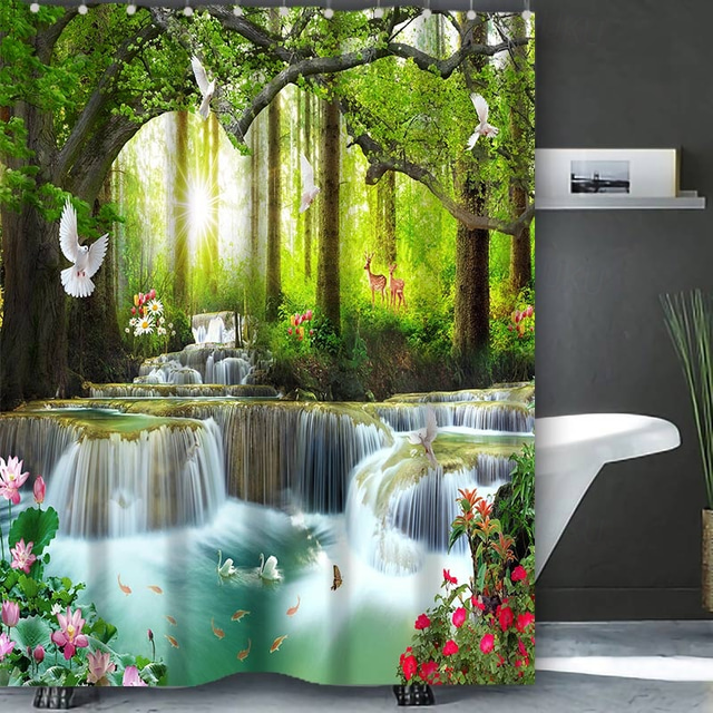  Shower Curtain with Hooks 180cm*180cm(70