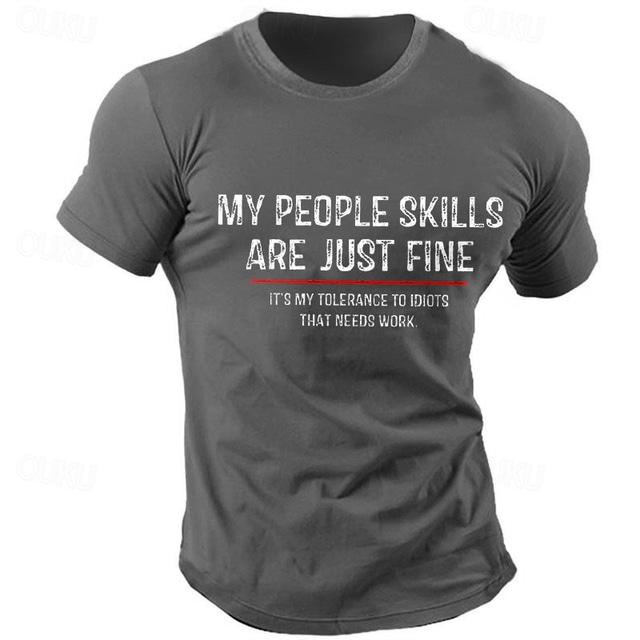  Voor heren Brief T-shirt 100% katoen Korte mouw Grafisch Shirt Zwart Donker Grijs Leger Groen Comfortabel T-shirt Buitensporten Feestdagen Modeontwerper kleding