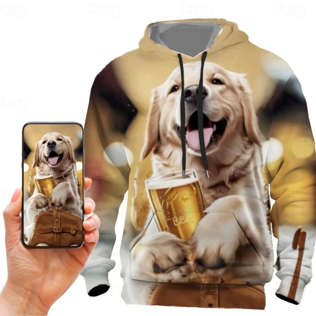  Herr Grafisk Färgblock Huvtröjor Huvtröja Långärmad Huvtröja Huva Mode 3D-tryck Semester Helgdag Streetwear Custom Print Blå 3D-utskrift Mönster Vår & Höst Designer