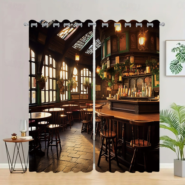 2 panouri perdea de bar vintage draperii perdea opaca pentru sufragerie dormitor bucatarie tratamente ferestre izolate termic camera intunecare