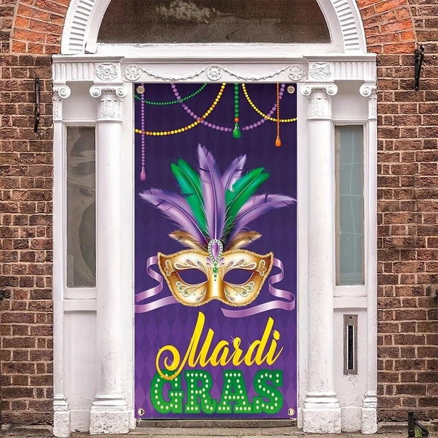  mardi gras karnevalové kryty dveří tapisérie dveří záclona dekorace pozadí banner dveří pro přední dveře statek dovolená party dekorace zásoby