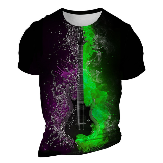  Music Festival Men's Graphic Flame Fire T Shirt Short Sleeve T shirt 3D Print Crew Neck Shirt Daily Designer Casual Sports Outdoor Holiday Going out Yellow Orange Green Spring & Summer Clothing