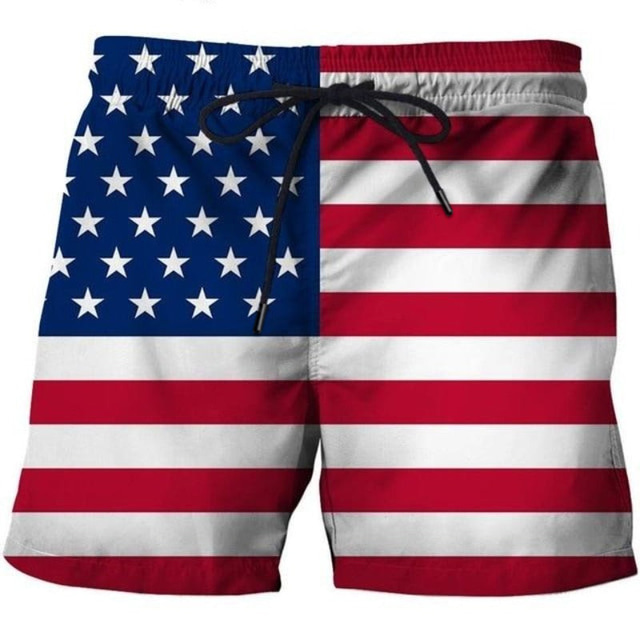  Men's Board Shorts Swim Shorts Swim Trunks Drawstring with Mesh lining Elastic Waist American Flag Quick Dry Short Holiday Beach Hawaiian Casual Wine Red Micro-elastic