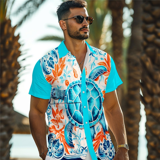  Miesten Trooppinen Kilpikonnat Paita Havaiji paita Havaijilaispaita Lyhythihainen Paita Sänkyjen avaus Loma Havaijilainen ulko- Loma Havaijilainen Sininen Taivaan sininen Purppura S M L