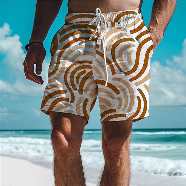  Waves Men's Resort 3D Printed Board Shorts Swim Trunks Elastic Waist Drawstring with Mesh Lining Aloha Hawaiian Style Holiday Beach S TO 3XL