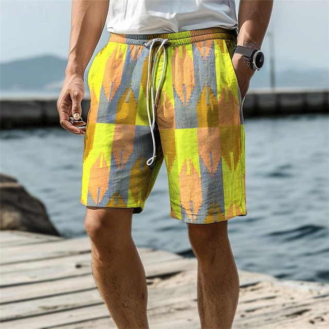  geometria resort da uomo pantaloncini da surf stampati in 3D costume da bagno elastico in vita con coulisse con fodera in rete aloha stile hawaiano vacanza spiaggia dalla s alla 3xl