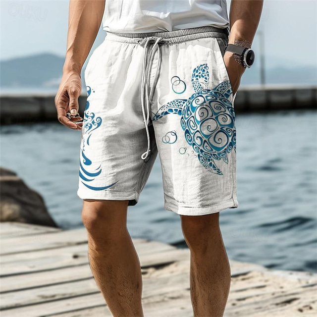  Tartaruga marinha vida marinha resort masculino 3d impresso shorts calção de banho cintura elástica cordão com forro de malha aloha estilo havaiano férias praia s a 3xl