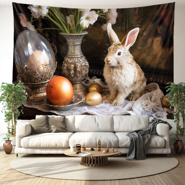  Vintage Bunny Hanging Tapestry Wall Art Large Tapestry Mural Decor Photograph Backdrop Blanket Curtain Home Bedroom Living Room Decoration