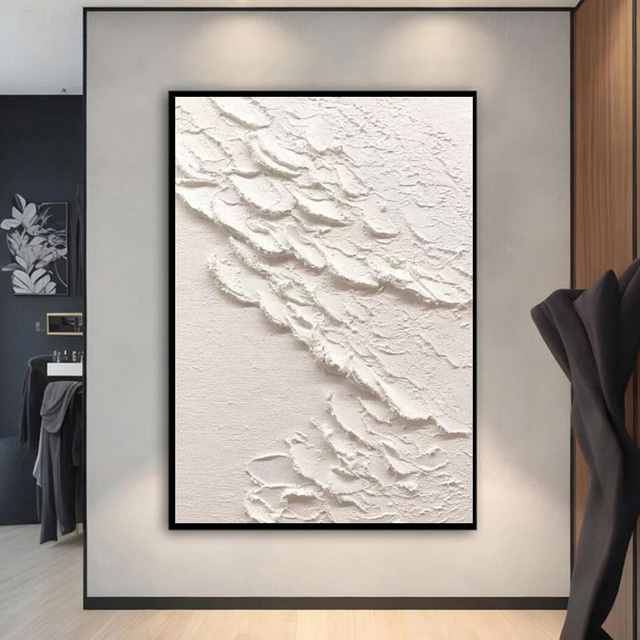 2026年 白い波抽象絵画白 3d テクスチャアート白テクスチャ壁アート