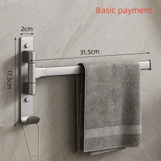  Gun Gray Rotating Towel Rack Non Perforated Towel Rod Multi Pole Bathroom Storage Rack Wall Mounted Washbasin Storage Rack