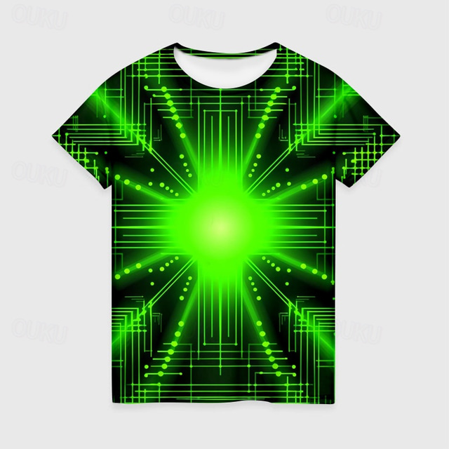  Boys 3D Graphic Geometric Tee Shirt Short Sleeve 3D Print Summer Active Sports Fashion Polyester Kids 3-12 Years Crew Neck Outdoor Casual Daily Regular Fit