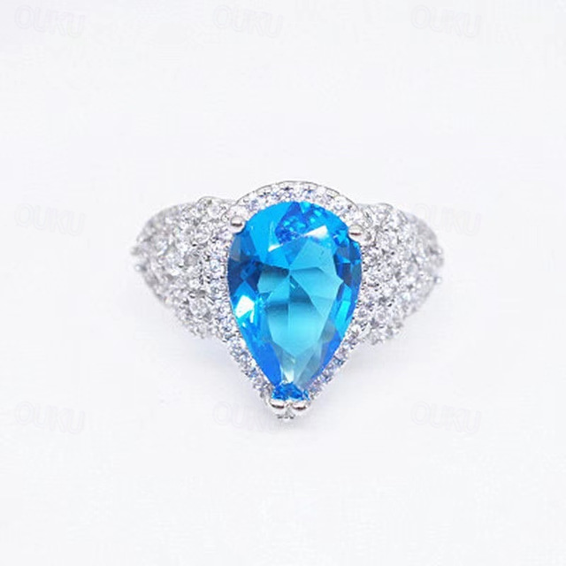  Online Celebrity The Same New Type Of Imitation Natural Topaz Suit Tiktok Live Broadcast Popular Color Treasure Ring Earring Pendant Female