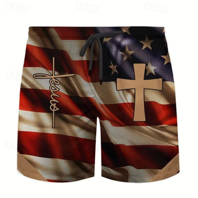  Cruz bandeira nacional resort masculino 3d impresso shorts calções de banho cintura elástica cordão com forro de malha aloha estilo havaiano férias praia s a 3xl