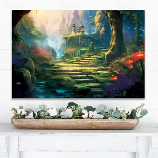  Landscape Wall Art Canvas Staircase Forest at Sunrise Prints and Posters Pictures Decorative Fabric Painting For Living Room Pictures No Frame