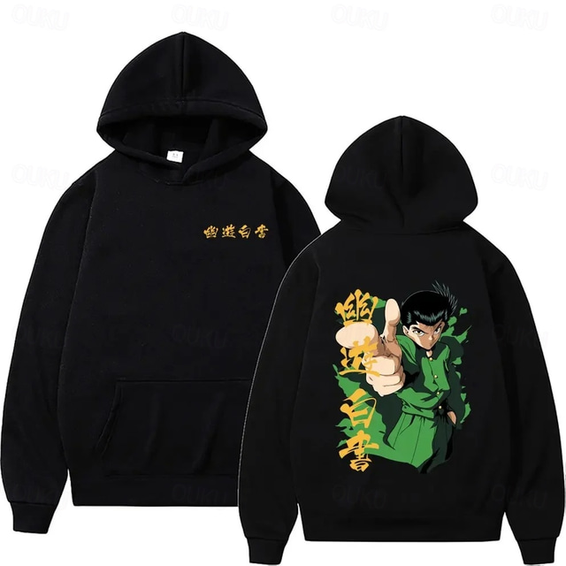  Yu Yu Hakusho Yusuke Urameshi Kurama Hattetrøje Tegneserie Manga Animé Lomme foran Graphic Til Par Herre Dame Voksne Karneval Maskerade Varmstempling Fritid / hverdag